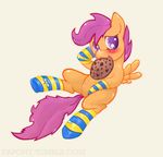  2012 clothed clothing cookie digital_media_(artwork) equine food friendship_is_magic fyreant horse legwear mammal my_little_pony pony scootaloo_(mlp) seductive simple_background socks suggestive wings young 