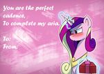  2017 abstract_background anticularpony blush english_text equine female feral friendship_is_magic gift hair holidays horn jewelry magic mammal multicolored_hair my_little_pony necklace princess_cadance_(mlp) purple_eyes solo text unicorn valentine&#039;s_day 