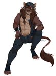  abs anthro bandanna bulge feline lion looking_at_viewer male mammal muscular myloveless open_jacket smile solo 