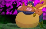  anthro areola beauty_mark belly big_belly big_breasts breasts canine carmelita_fox cleverfoxman ear_piercing fox fur hand_on_stomach huge_breasts hyper hyper_breasts inflation mammal nipples orange_fur piercing sly_cooper_(series) video_games 