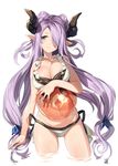  ass_visible_through_thighs ball banned_artist beachball bikini blue_eyes breasts cleavage draph granblue_fantasy hair_over_one_eye horns large_breasts lavender_hair long_hair narmaya_(granblue_fantasy) paseri pointy_ears side-tie_bikini simple_background solo swimsuit transparent twintails very_long_hair wading white_background white_bikini 