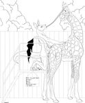  anthro anthro_on_feral backlash91 bestiality black_and_white conditional_dnp english_text eyewear feral giraffe glasses kangaroo line_art long_neck looking_pleasured mammal marsupial monochrome nude penetration reins rufus_black side_view sign signature size_difference small_dom_big_sub standing text vaginal vaginal_penetration 