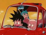  1girl 2boys animated animated_gif black_hair blue_hair bulma car dragon_ball driving motor_vehicle multiple_boys oolong sleeping son_gokuu 