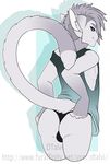  anthro bulge butt clothed clothing dtalvi feline fur hair looking_back male mammal nipples smile solo underwear 