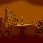  alcohol ambiguous_gender anthro beverage book bulletproof_vest candle canine chair clothed clothing date disney duo fox fur half-closed_eyes male mammal nick_wilde romantic_couple sitting table waga wine zootopia 