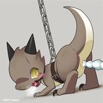  2017 animated ball_gag belt blush chain claws dildo dragon female forced gag grey_background horn konzaburou penetration pussy sex_toy simple_background solo vaginal vaginal_penetration yellow_eyes 