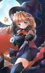  blonde_hair broom broom_riding full_moon hat mahou_shoujo_ikusei_keikaku mahou_shoujo_ikusei_keikaku_unmarked moon night night_sky shironeko_yuuki sky solo star_(sky) starry_sky top_speed witch witch_hat 