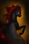  equine fan_character feathers female feral grey_feathers hair mammal my_little_pony pegasus purpletigra red_hair smile solo wings yellow_eyes 