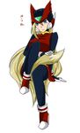  blonde_hair full_body genderswap genderswap_(mtf) long_hair mochi_(fm-rs) rockman rockman_zero solo tail zero_(rockman) 