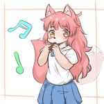  1girl clothed eigetsu5008 furry instrument music_note no_humans ocarina original shirt skirt solo 