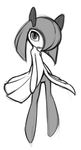  ambiguous_gender greyscale kirlia monochrome nintendo pok&eacute;mon simple_background sketch video_games vulapa 