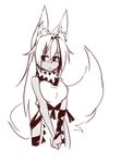  animal_humanoid big_breasts big_tail blush breast_squish breasts canine clothed clothing dark_skin female fluffy fluffy_tail fox fox_humanoid fully_clothed hair humanoid inner_ear_fluff long_hair mammal mana_(sub-res) monochrome portrait shy simple_background sketch solo standing sub-res white_background 