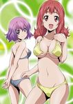  2girls ass back breasts butt_crack kawai_hanabi keijo!!!!!!!! multiple_girls official_art pink_hair smile standing toyoguchi_non 