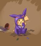  blackknight23 brown_background candy candybar cosplay eating electricity gengar gengar_costume halloween nintendo pikachu poke_ball pokemon rodent sitting solo tail trick_or_treat yellow_fur 