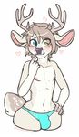  &lt;3 anthro antlers blush bulge cervine clothing deer horn male mammal nipples ryunwoofie smile solo thick_thighs underwear 