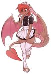  anthro blush clothed clothing crossdressing dragon embarrassed hair maid_uniform male ryunwoofie solo teeth uniform wings 