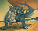  abs absurd_res anthro balls beach biceps big_balls blue_skin claws diphallism erection fangs fish hand_on_knee hi_res long_foreskin looking_at_viewer male marine multi_penis muscular nude outside pecs penis pose precum raghan red_eyes sand scar sea seaside shark sharp_teeth sitting solo spread_legs spreading teeth thick_tail toe_claws toes umbrella uncut water white_balls white_skin 