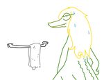  alligator anthro butt caimon crocodilian eyelashes hair half-closed_eyes long_hair looking_at_viewer monstro_village nude reptile scalie the_weaver towel water wet 