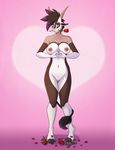  &lt;3 2017 antelope anthro areola black_nose breasts brown_fur brown_hair conditional_dnp female flower fur green_eyes grey_areola grey_nipples hair highlights holidays horn kadath looking_at_viewer mammal multicolored_hair nipple_piercing nipples nude olivia_(kadath) oryx piercing plant purple_highlights rose simple_background smile solo two_tone_hair valentine&#039;s_day white_fur 