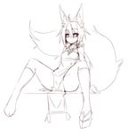  2016 animal_humanoid big_tail breasts canine clothed clothing female fox fox_humanoid humanoid inner_ear_fluff loincloth mammal no_pupils platform_footwear simple_background sitting sketch small_breasts smile solo sub-res suzu_(sub-res) white_background 
