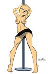  anthro bedroom_eyes brandy_and_mr._whiskers brandy_harrington breasts canine clothed clothing digital_media_(artwork) disney dog fur half-closed_eyes mammal naughty_face nipples partially_clothed pole pussy seductive stickymon stripper_pole 