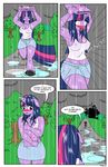  anthro anthrofied armpits arms_above_head blush breasts cleavage clothed clothing cloud comic covering cutie_mark dekomaru embarrassed equine eyes_closed female friendship_is_magic fur grass hair hi_res horn looking_down mammal multicolored_hair my_little_pony navel nipples open_mouth outside panties path puddle purple_eyes purple_fur purple_hair purse raining running shirt shocked skirt storm tank_top thehotroom translucent tree twilight_sparkle_(mlp) two_tone_hair underwear unicorn wet wet_fur wet_hair wet_shirt 