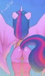  2017 anthro anus clothing crombie equine friendship_is_magic fur horn legwear mammal my_little_pony purple_fur pussy rear_view shirt stockings twilight_sparkle_(mlp) winged_unicorn wings 