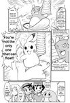  comic crossover gouguru kirby kirby_(series) lilie_(pokemon) mao_(pokemon) monochrome pokemon satoshi_(pokemon) translated 