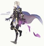  2017 armor book cape fire_emblem fire_emblem_if full_body gloves holding leon_(fire_emblem_if) male_focus sabaton simple_background solo toffuo white_background 