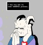  &lt;3 anthro asriel_dreemurr boss_monster clothing dialogue eyes_closed fatz_geronimo frown fur horn long_ears reaction_image robe simple_background solo undertale video_games 
