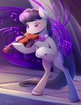  biped black_hair bow_(stringed_instrument) bow_tie cutie_mark earth_pony equine eyelashes feral friendship_is_magic fur grey_fur hair hooves horse mammal musical_instrument musical_note my_little_pony nude octavia_(mlp) pony purple_eyes smile solo violin viwrastupr 