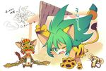  animalization artist_request cat_busters cham-cham furry green_eyes green_hair long_hair one_eye_closed samurai_showdown style_parody 