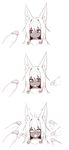  2016 animal_humanoid blush canine clothed clothing comic dark_skin disembodied_penis female fox fox_humanoid group hair humanoid inner_ear_fluff long_hair male mammal mana_(sub-res) monochrome open_mouth overwhelmed penis simple_background sketch sub-res sweat white_background wide_eyed 