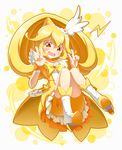  bike_shorts blonde_hair bow choker cure_peace double_v full_body hair_flaps kise_yayoi looking_at_viewer magical_girl neru_(neruneruru) open_mouth ponytail precure short_hair shorts shorts_under_skirt skirt smile_precure! solo tears v wavy_mouth yellow yellow_bow yellow_eyes yellow_shorts yellow_skirt 
