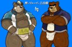  ashigara bear bulge clothing duo fundoshi japanese_clothing juuichi_mikazuki male mammal morenatsu muscular slightly_chubby sumo tokyo_afterschool_summoners underwear 