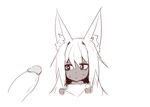  2016 ambiguous_gender animal_humanoid canine clothed clothing dark_skin disembodied_penis duo female fox fox_humanoid hair humanoid inner_ear_fluff long_hair male mammal mana_(sub-res) monochrome penis portrait simple_background sketch stare sub-res sweat white_background 