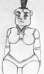  2015 animatronic anthro bear black_and_white bow_tie breasts crossgender featureless_breasts featureless_crotch female five_nights_at_freddy&#039;s freddy_(fnaf) hat inkyfrog machine mammal monochrome nude robot simple_background solo top_hat traditional_media_(artwork) video_games white_background 