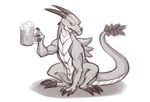  2017 alcohol angels_with_scaly_wings beer beverage black_white bryce_(awsw) dragon horn male smile tongue unknown_artist video_games 