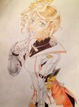  alisha_diphda blonde_hair drill_hair gauntlets green_eyes parted_lips side_drill solo tales_of_(series) tales_of_zestiria traditional_media ubo_(ubo_tales) 