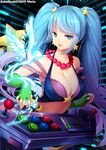  arcade_stick artist_name bangs bare_shoulders bead_necklace beads bird blue_eyes blue_hair blue_nails bra breasts cleavage controller crop_top dissolving earrings eyelashes fingerless_gloves floating_hair game_controller gloves glowing gradient_hair green_gloves hair_ornament halter_top halterneck jewelry joystick kaho_okashii large_breasts league_of_legends long_hair looking_at_viewer midriff multicolored_hair nail_polish necklace parted_lips purple_bra purple_hair rainbow red_lips revision shiny shiny_hair sidelocks solo sona_buvelle star star_earrings star_hair_ornament strap_slip transparent twintails two-tone_hair underwear upper_body 