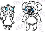  2017 anthro blue_eyes clancy_(inkyfrog) clothed clothing disney english_text eye_contact fan_character inkyfrog koala male mammal marsupial mustelid open_mouth percy_vison polecat reaction)image restricted_palette screaming shaking shivering simple_background sweat sweatdrop sweater teal_eyes text white_background zootopia 