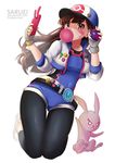  :3 acronym animal animal_ears artist_name bad_id bad_pixiv_id badge bangs baseball_cap belt black_legwear blush borrowed_design boulder_badge breasts brown_eyes brown_hair bubble_blowing bunny bunny_ears cascade_badge cellphone chewing_gum collarbone commentary covered_navel cropped_jacket crossover d.va_(overwatch) deviantart_username earth_badge emblem facepaint facial_mark fingerless_gloves fingernails full_body gloves grey_gloves hands_up hat highres holding holding_cellphone holding_phone holding_poke_ball jacket leggings legs_together legs_up legwear_under_shorts logo long_hair marsh_badge master_ball midair overwatch parody paws phone poke_ball pokemon pokemon_(game) pokemon_go pokemon_hgss pokemon_rgby rainbow_badge saruei shirt short_shorts shorts simple_background small_breasts smartphone solo soul_badge thunder_badge tumblr_username v-shaped_eyebrows volcano_badge watermark web_address whisker_markings white_background 