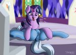  2017 69_position animal_genitalia animal_pussy anus butt chair crystal dock door duo english_text equine equine_pussy feathered_wings feathers female feral friendship_is_magic grey_hair hair horn inside mammal multicolored_hair my_little_pony oral purple_eyes purple_feathers purple_hair pussy pussy_juice sex stargazer table text throne tongue tongue_out trixie_(mlp) twilight_sparkle_(mlp) unicorn winged_unicorn wings 