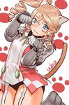  :3 alisha_diphda animal_ears aqua_eyes artist_name blush brown_hair cat_ears cat_tail drill_hair garter_straps gauntlets greaves hair_between_eyes long_hair looking_at_viewer paw_pose paw_print side_drill solo tail tales_of_(series) tales_of_zestiria ubo_(ubo_tales) 