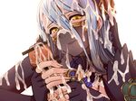 aqua_(fire_emblem_if) bar_censor blue_hair blush censored cum cum_on_clothes cum_on_fingers cum_on_hair ejaculation facial fingerless_gloves fingernails fire_emblem fire_emblem_if gloves hair_between_eyes handjob looking_at_viewer open_mouth out_of_frame parted_lips penis saijou_satoru see-through simple_background smile solo_focus veil white_background yellow_eyes 