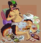  anthro beverage boxers_(clothing) canine clothing food jeanwoof looking_at_viewer male mammal open_mouth overweight sitting smile solo tongue tongue_out underwear 