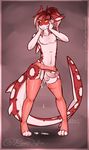  anthro balls clothed clothing crossdressing erection fish garter humanoid_penis looking_at_viewer male marine penis ryunwoofie shark solo wide_hips 