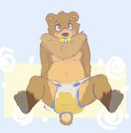  3toes bear cute diaper fur grizzly_bear invalid_color littlemonsterz_(artist) mammal mock_(character) mockthebear neckcolw pacifier slightly_chubby wet 