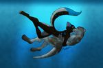  anthro female hi_res jovo kissing kumotta male mammal marten mustelid nude otter underwater water 