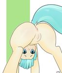  anus ass_up blue_eyes blue_hair blue_tail blush coco_pommel_(mlp) dock equine female feral friendship_is_magic fur hair looking_at_viewer looking_back mammal my_little_pony pussy raised_tail smile tan_fur zoarity 
